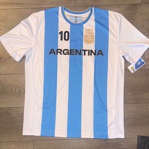 FA Blue and White Striped Jersey with Gold Emblem